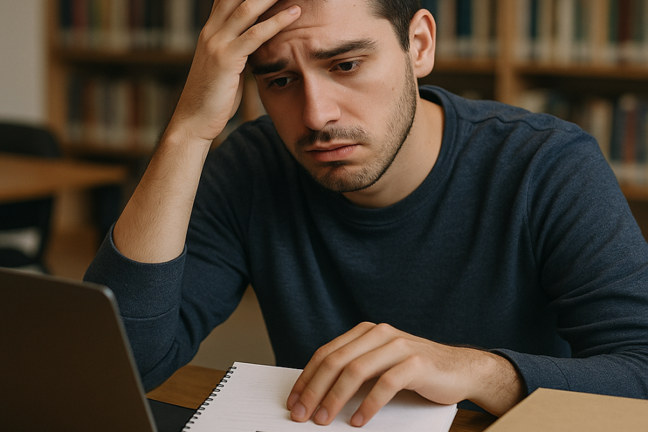 Estudiante preocupado por la tesis